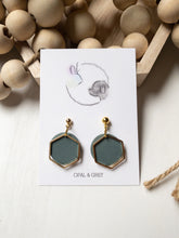 Load image into Gallery viewer, Hexagon Dangle Dark Sage
